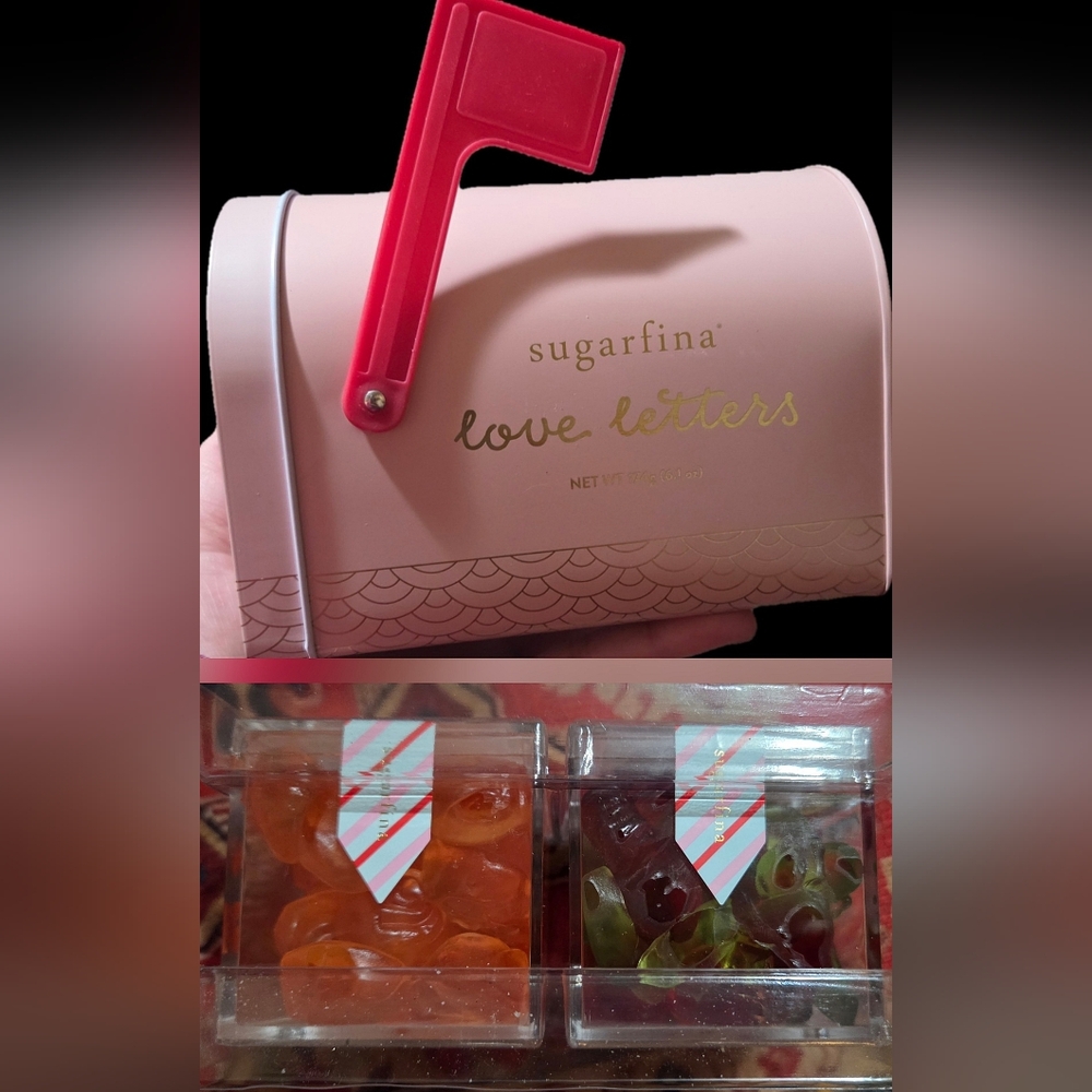 Sugarfina Pink/Long Stem Roses Gummy Candy And Mailbox Tin Brand New/Sealed 174g